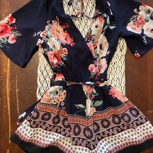 Floral Wrap Top Romper